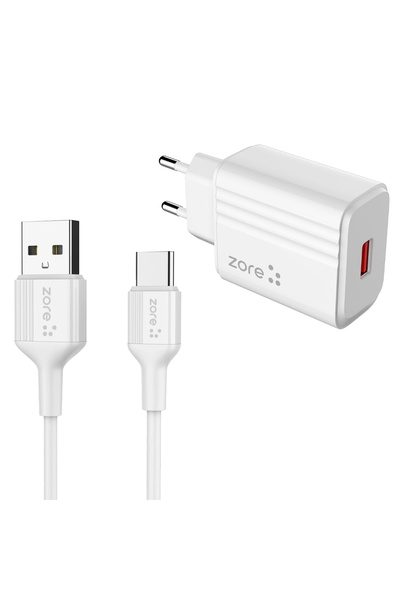 zore SENK Play Serisi PL1 Type-C 2in1 Seyahat Şarj Aleti 12W - Beyaz