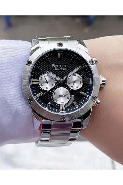 Ferrucci Men's Multifunctional Metal Band Wristwatch