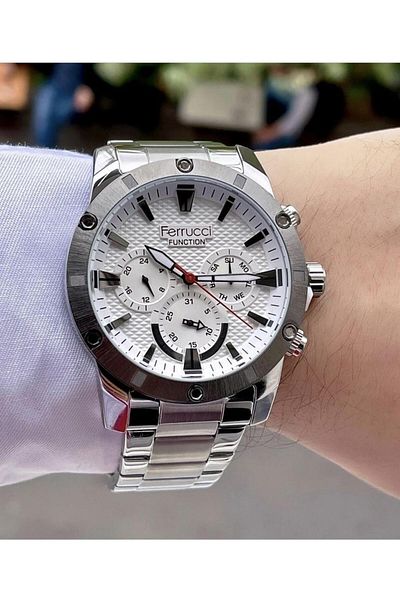 Ferrucci Men's Multifunctional Metal Band Wristwatch