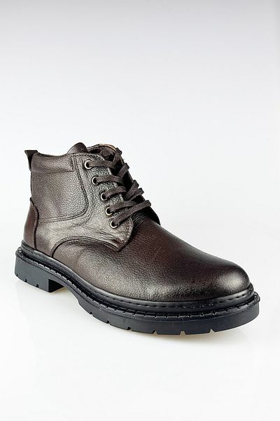 LUSIVE Genuine Leather Brown Zippered Cold-Proof Men's Winter Boots LUAS24AL0023