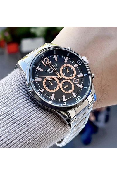 Ferrucci Men's Multifunctional Metal Band Wristwatch