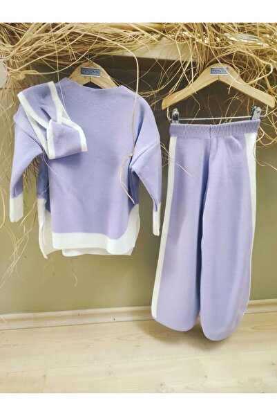 Meriç bebe Lilac Knitwear Top-Top and Hair Band Tunic 3-Piece Set