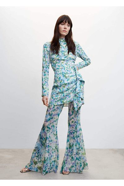 MANGO Woman Rochie cu volane cu modele florale