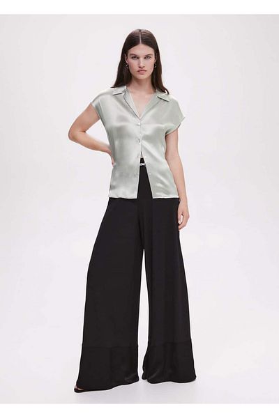 MANGO Woman Satin Silk Shirt
