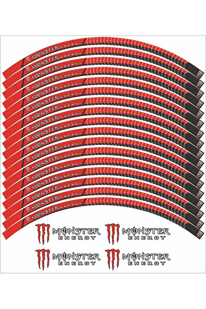 MOTOSEPETİM ÜNİVERSAL JANT ŞERİDİ MONSTER JANT STİCKER KIRMIZI Uyumlu