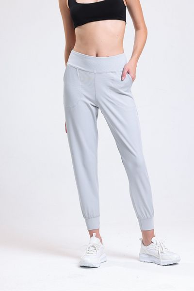 schlank Women's Gray High Waist Pocket Elastic Waist Flexible Jogger Pants