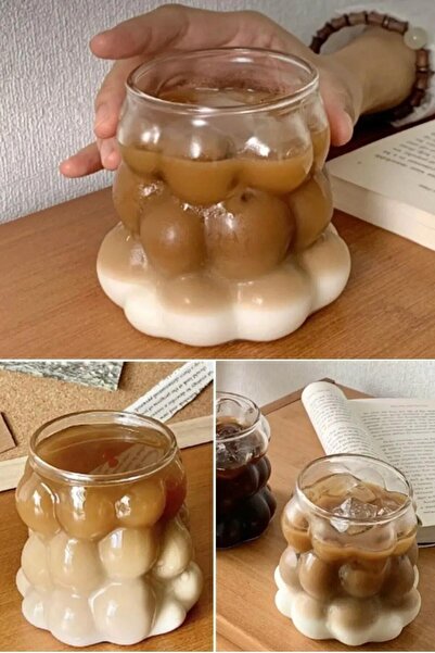 NEWNOW كوب خرز مكون من قطعتين، كوب زجاجي بوروسيليكات مقاوم للحرارة