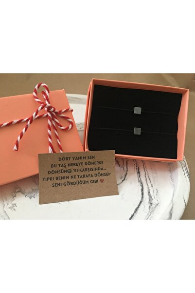 AidaAstrid حجر الهيماتيت الطبيعي - أربعة جوانب أنت - سوار العشاق - سوار الزوج...