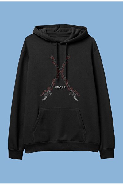 CONSTRAİN Φούτερ με κουκούλα με στάμπα Anime με σχέδιο Oversize Attack On Tit...