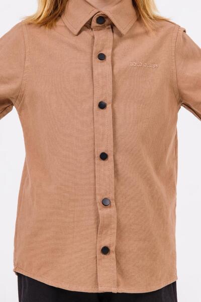 Gold Class Kidswear Сгъваема базова риза за момче с дълъг ръкав