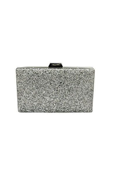 Biçanta Сребристо сива чанта с пайети и пайети, вечерна чанта, чанта за вечер...