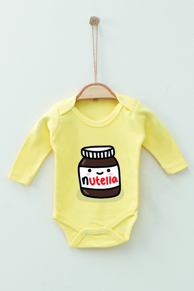 ADABEBEK سالوبيت للأطفال بأكمام طويلة منقوش من القطن العضوي نوتيلا بنسبة 100%