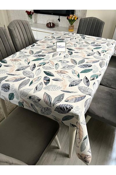 LİMAY Leaf Patterned Tablecloth 1stClass Pvc/erasable/washable