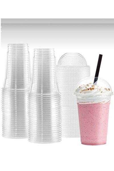 Miopack 400 cc Pet Plastik Limonata Milshake Bardağı 100 Adet Bardak Kapaklı ...