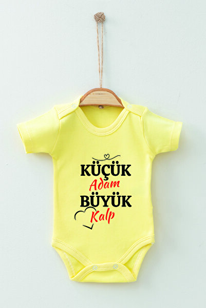 ADABEBEK 100% Cotton Organic Little Man Big Heart Short Sleeve Bodysuit Baby Bodysuit