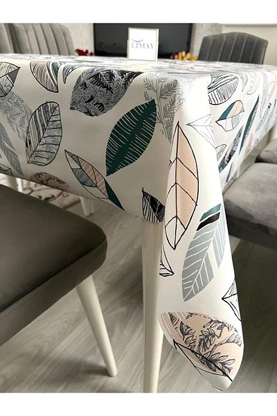 LİMAY Leaf Patterned Tablecloth 1stClass Pvc/erasable/washable