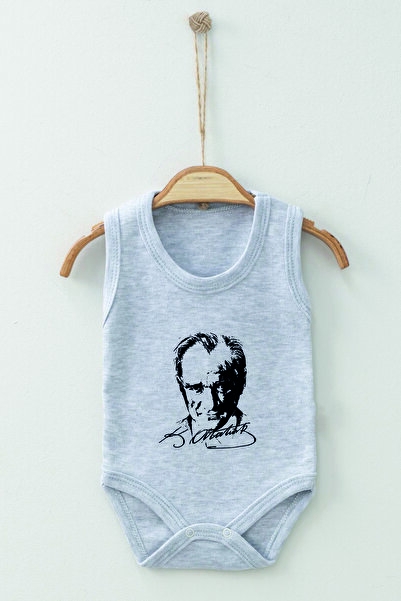 ADABEBEK 100% Cotton Organic Ataturk Patterned Strappy Bodysuit Baby Bodysuit