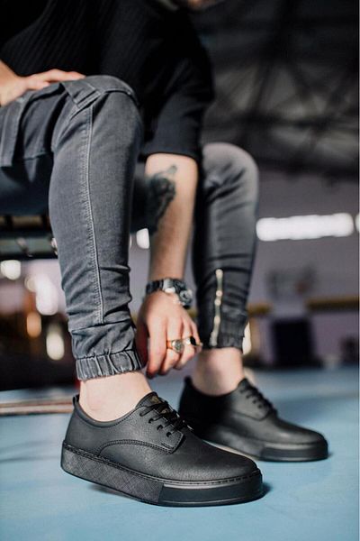 BZ Moda B077 ST Lace-Up Orthopedic Sole Ανδρικά αθλητικά παπούτσια Μαύρα
