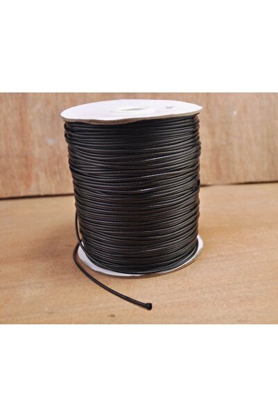 FlowerAksesuar 10 Metre - 1.5 Mm Deri Ip, Kolye Ipi, Kore Ipi, Siyah Renk Der...