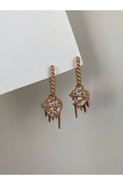 Owentis أقراط Esperanza من سلسلة باربي على شكل قلب من الفولاذ باللون الذهبي الوردي - لا تشويه -