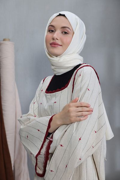 Modakaşmir Cozy Cotton Series Shawl Ecru