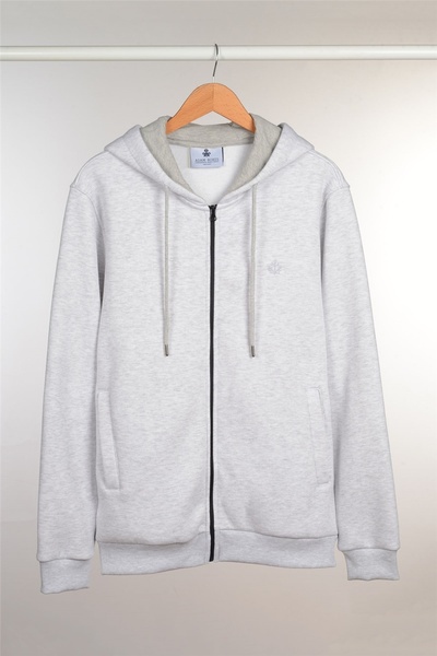 ADAM BOXES سويت شيرت بغطاء للرأس بسحاب N-halicarna - رمادي فاتح