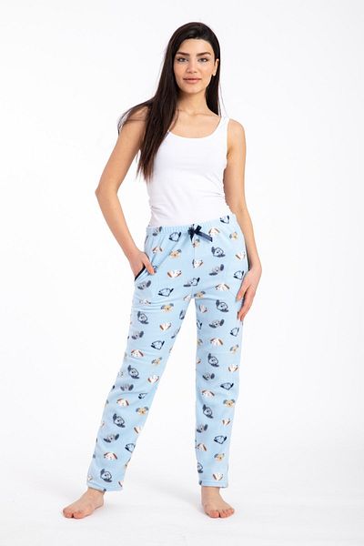 Pemilo Fleece 450-11 pentru femei, cu model câine, cu un singur fund, albastru
