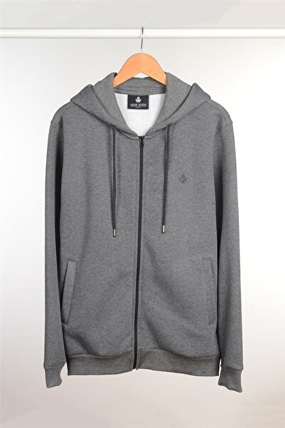 ADAM BOXES Zippered Hooded Sweatshirt N-halicarna - Anthracite
