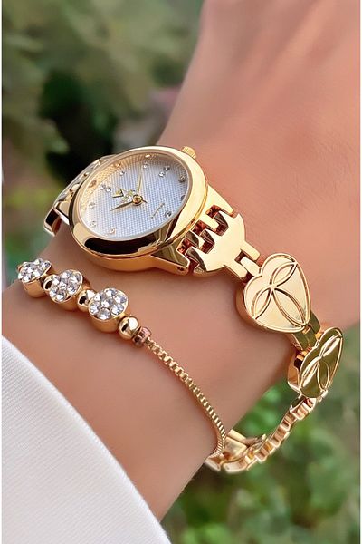 Fiesta Gold Yellow Steel Cord Bridal, Engagement, Wedding Small Case Wrist Watch - Bracelet