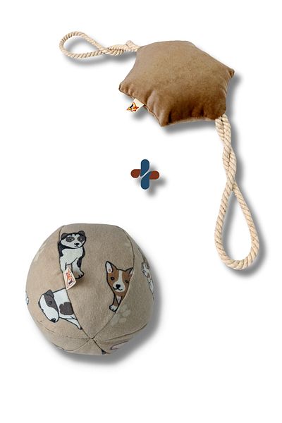 UTDpet Hoppie Sound Ball Dog Toy + Hexie Traction Bone Dog Toy
