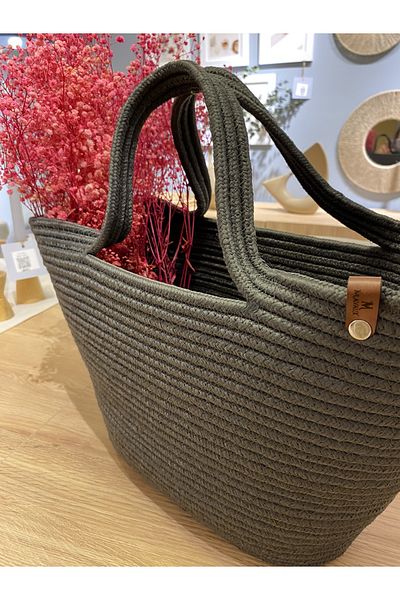 MaVaux Τσάντα παραλίας Jute Straw Look Τσάντα με λαβή γιούτας Vegan Bag