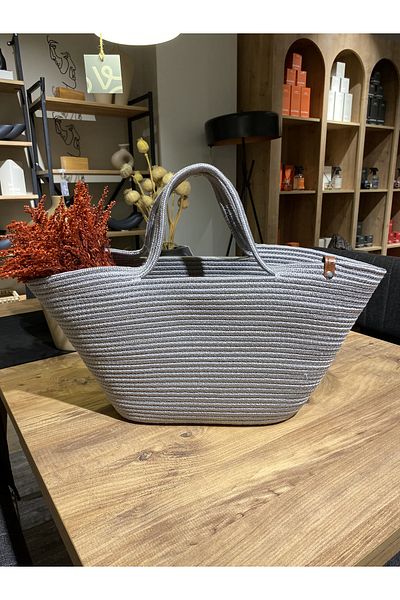 MaVaux Τσάντα παραλίας Jute Straw Look Τσάντα με λαβή γιούτας Vegan Bag