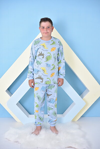 pistyle Fiú pincér méretű, nyomott, szimpla mez szövet (levegős izzadásgátló) kék pizsama szett