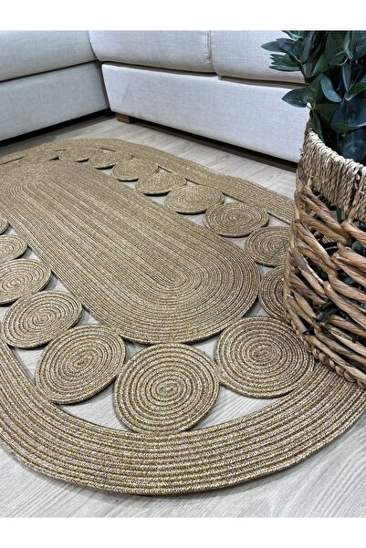 MaVaux Cookie Jüt Hasırlı El Örgüsü Kilim