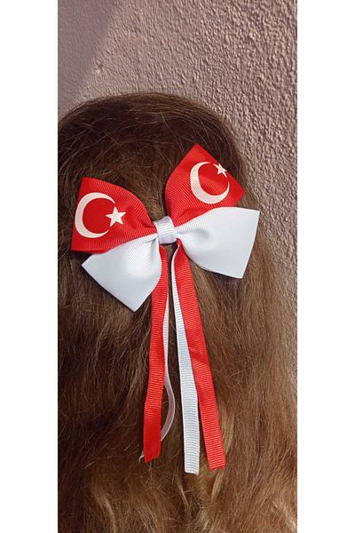 Sare Çocuk Giyim Χειροποίητη σχολική αγκράφα με θέμα την ημέρα του 29 Οκτωβρίου με φιόγκο