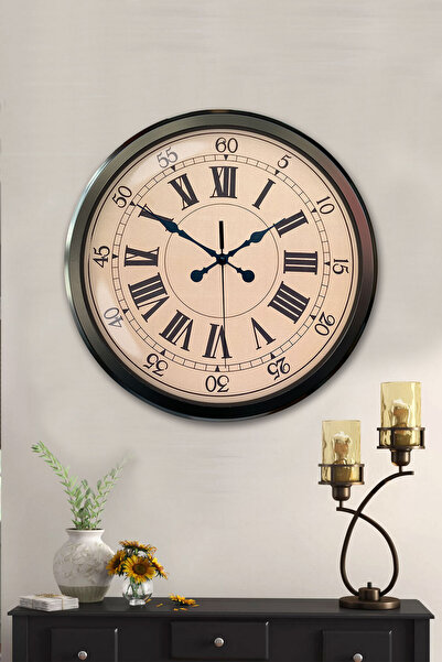 Platin Saat 52 Cm Siyah Metal Duvar Saati