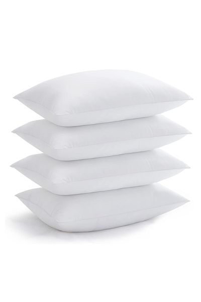 Evlen Home Collection Βαμβακερό μαξιλάρι σιλικόνης 4 τμχ Λευκό 50x70 Απλό Απλό Fiber Hotel Πλένεται Αντιβακτηριδιακό Μαλακό