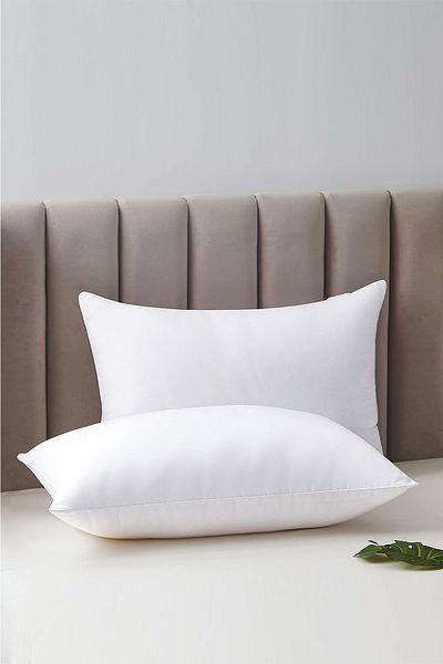 Evlen Home Collection Λευκό βαμβακερό μαξιλάρι σιλικόνης - 6 τεμάχια, 50x70 επίπεδη απλή ίνα, αντιβακτηριδιακό μαλακό που πλένεται