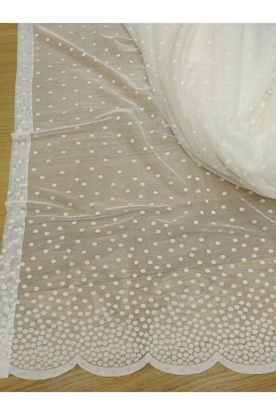 haddad home Polka Dot Lace Tulle Curtain, 200x270, Tight Pleat, 1/3