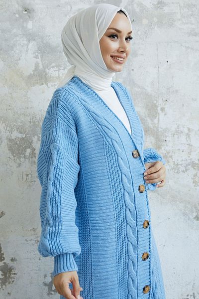 InStyle Cardigan tricotat cu nasturi Evia - Baby Blue