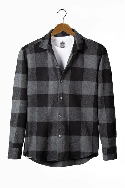 mavisima erkek giyimi Lumberjack Shirt Gray Black Buttoned
