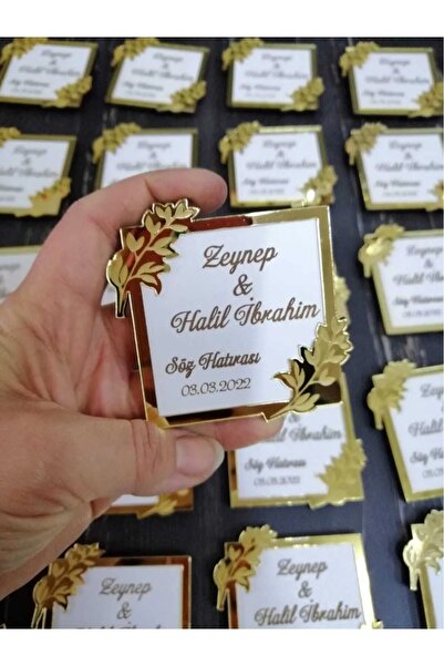 SG TASARIM Ahşap Pleksi Magnet, Düğün, Nişan, Kına, Hediyelik (10 Adet)