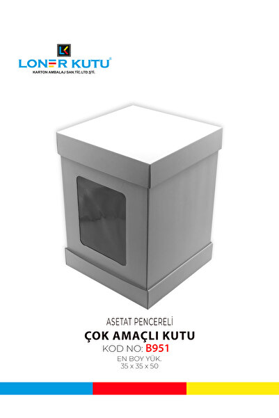 Loner Kutu 35x35x50 Pencereli Pasta Kutusu Karton Kutu Hediyelik Kutu Kraft Kutu Çok Amaçlı Kutu (10 Adet)
