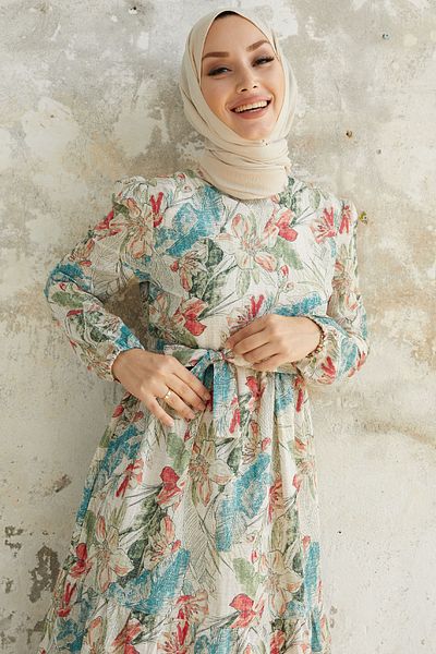 InStyle Orya Flower Pattern Dress - Red