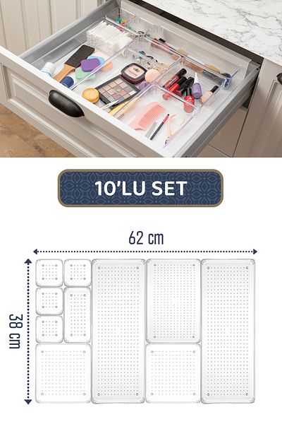 Meleni Home 10-συσκευασία Modular Drawer Organizer, Μακιγιάζ μπάνιου και Organizer κοσμημάτων - Organizer Desktop Office