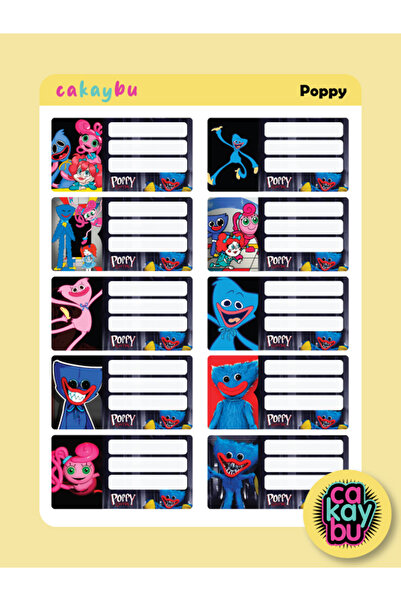 cakaybu Autocolant pentru caiete școlare Poppy, dimensiune A4, 1 foaie