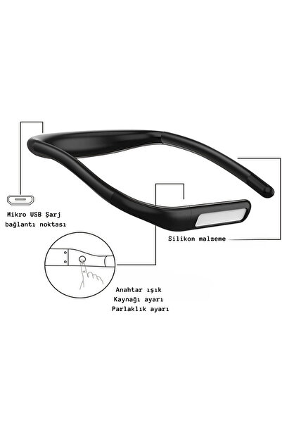 YENİTECH Led Boyun Işığı Kitap Okuma lambası Kitap Okuma Işığı Örgü Kamp Tami...