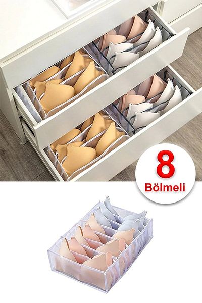Meleni Home منظم ملابس داخلية حمالة صدر مكون من 8 أقسام - منظم درج خزانة الأكورديون