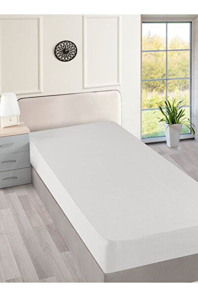 Menderes Home ملاءة سرير قطنية مفردة باللون الأبيض من Ranforce - رسم مسطح