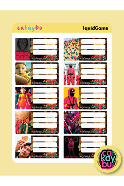 cakaybu Autocolant pentru caiete școlare Squid Game, dimensiune A4, 1 foaie